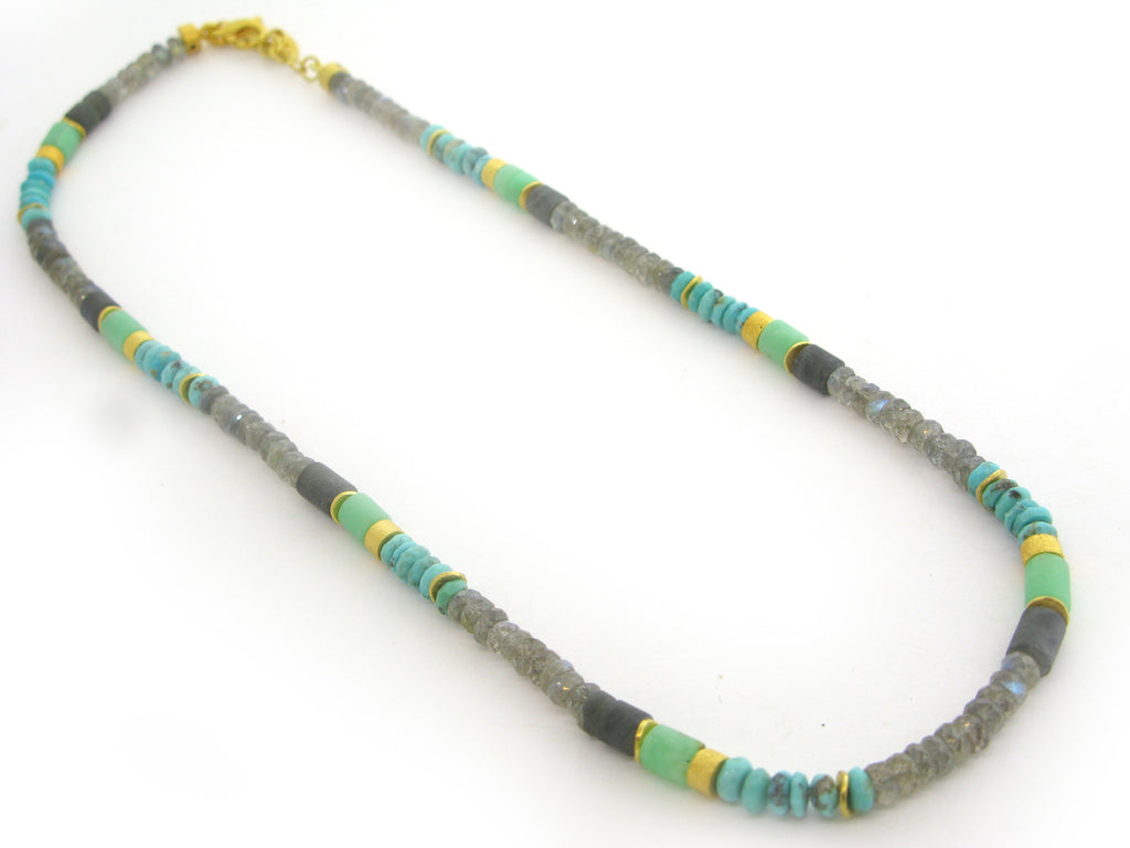 Turquoise and Labradorite Beaded Necklace