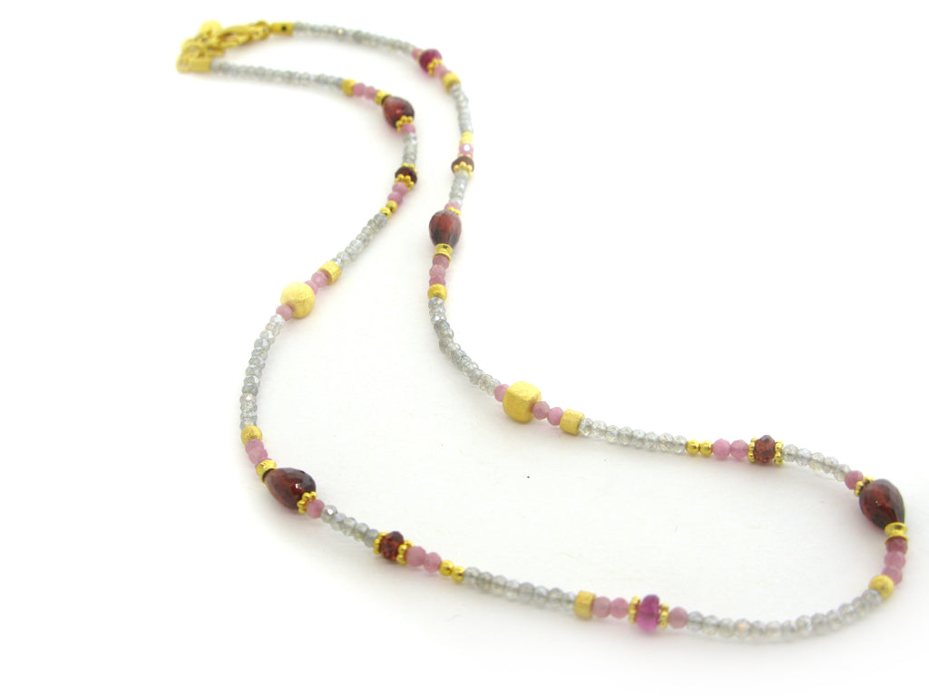 Garnet and Labradorite Beaded Necklace