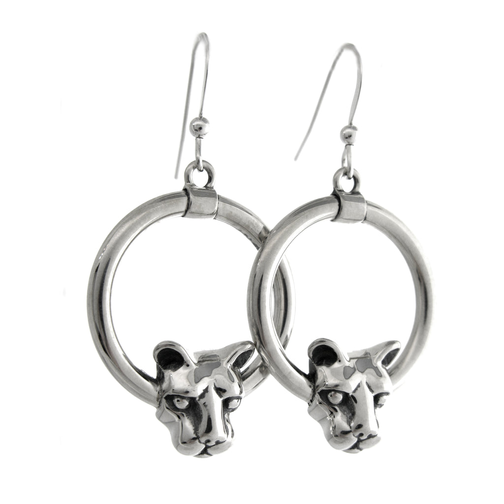 Nittany Lion Head Circle Dangle Earrings | L. Moyer Designs
