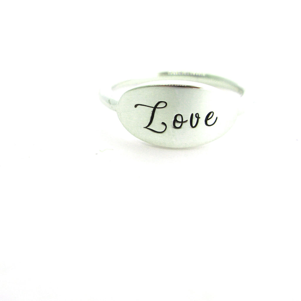 Silver Love Signet Ring