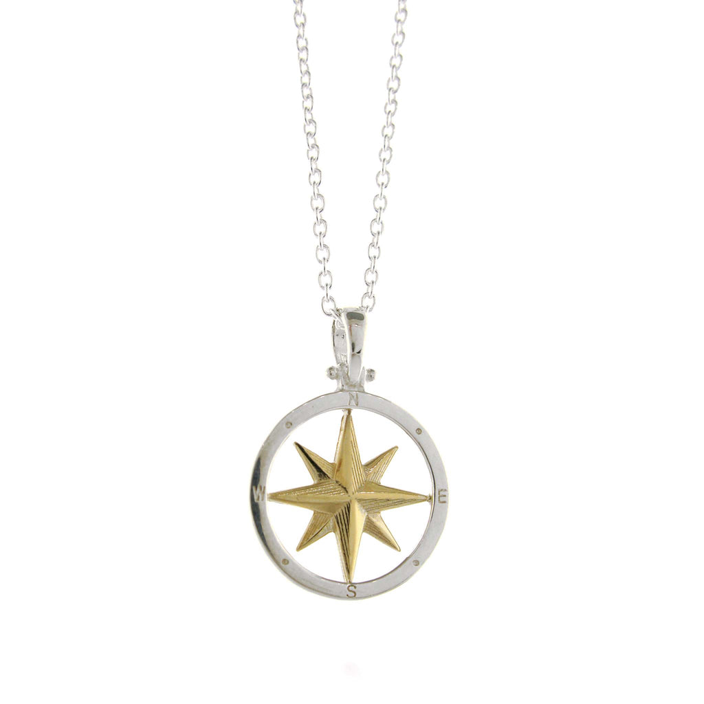 Two Tone Compass Rose Necklace