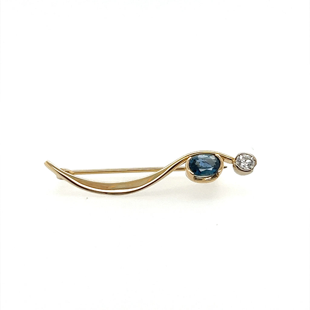 Sapphire and Diamond Swirl Pin