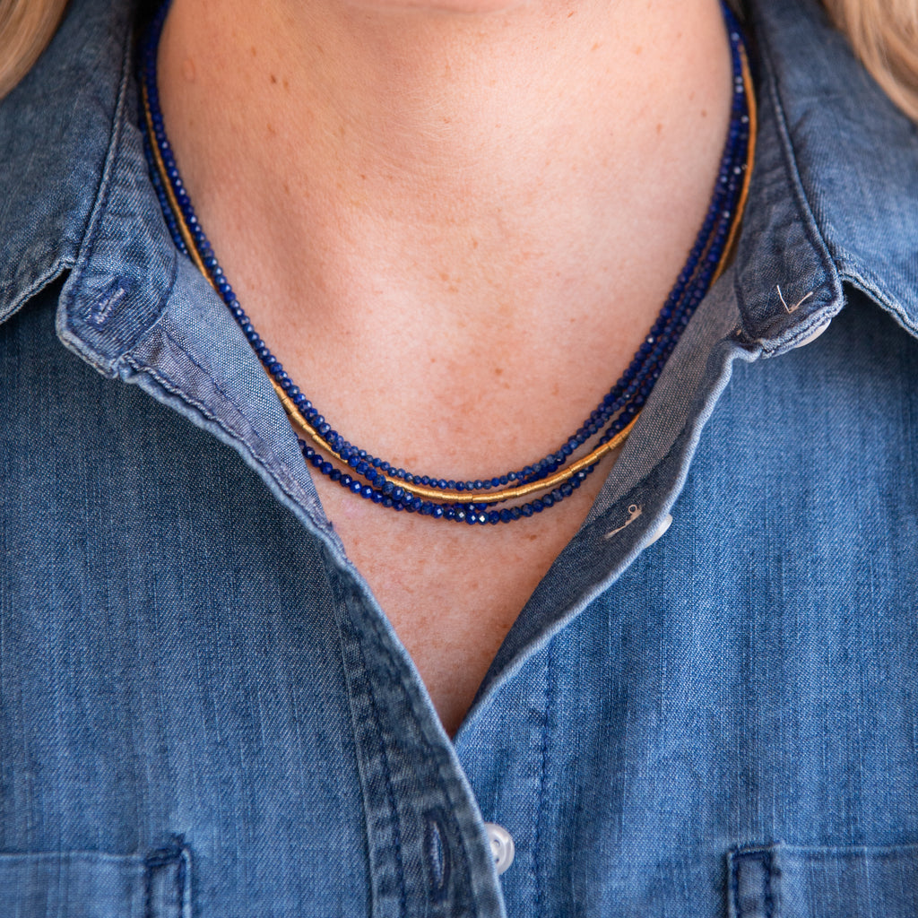 Lapis and Gold Multi Strand Necklace