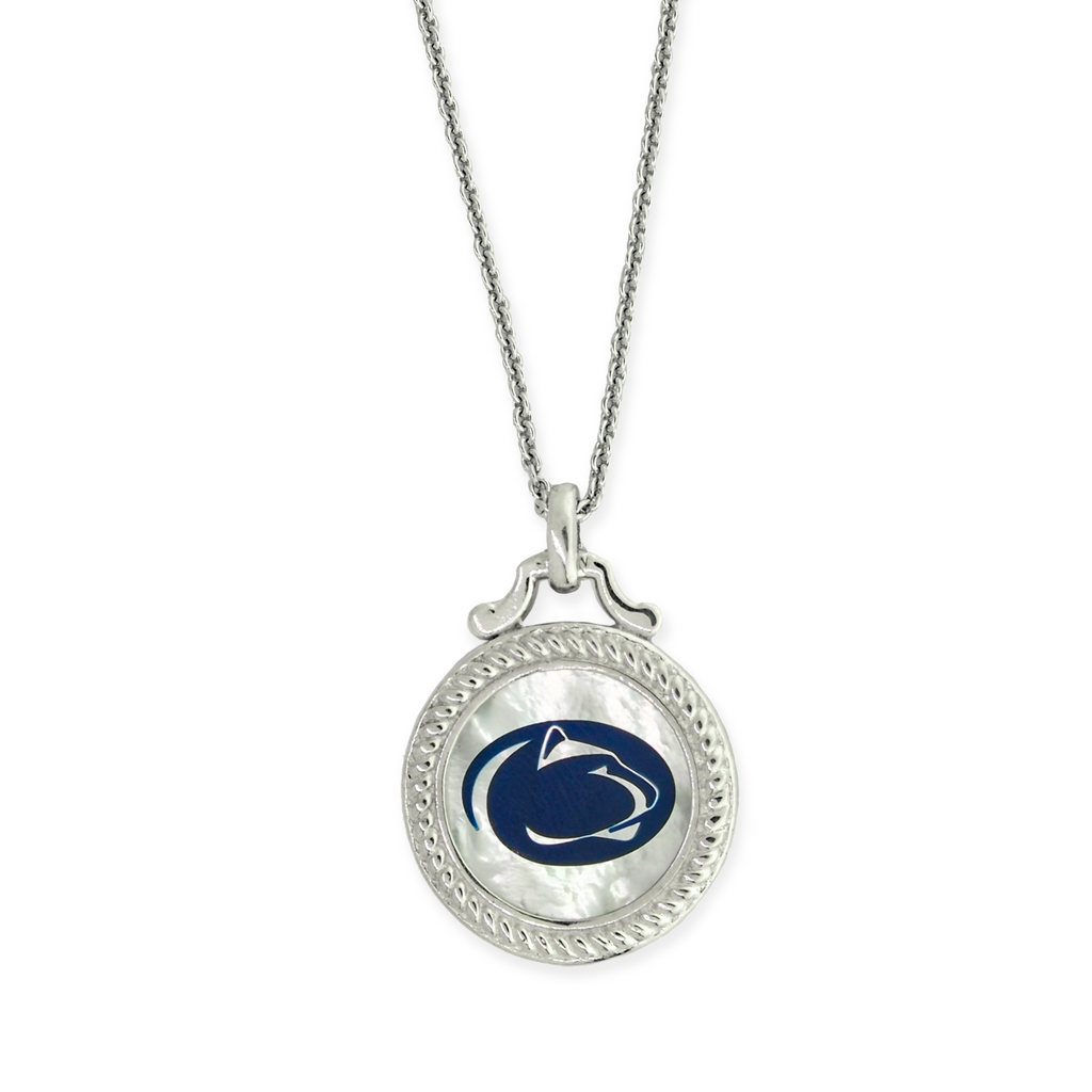 Mother of Pearl with Blue Lion Logo Necklace-Large