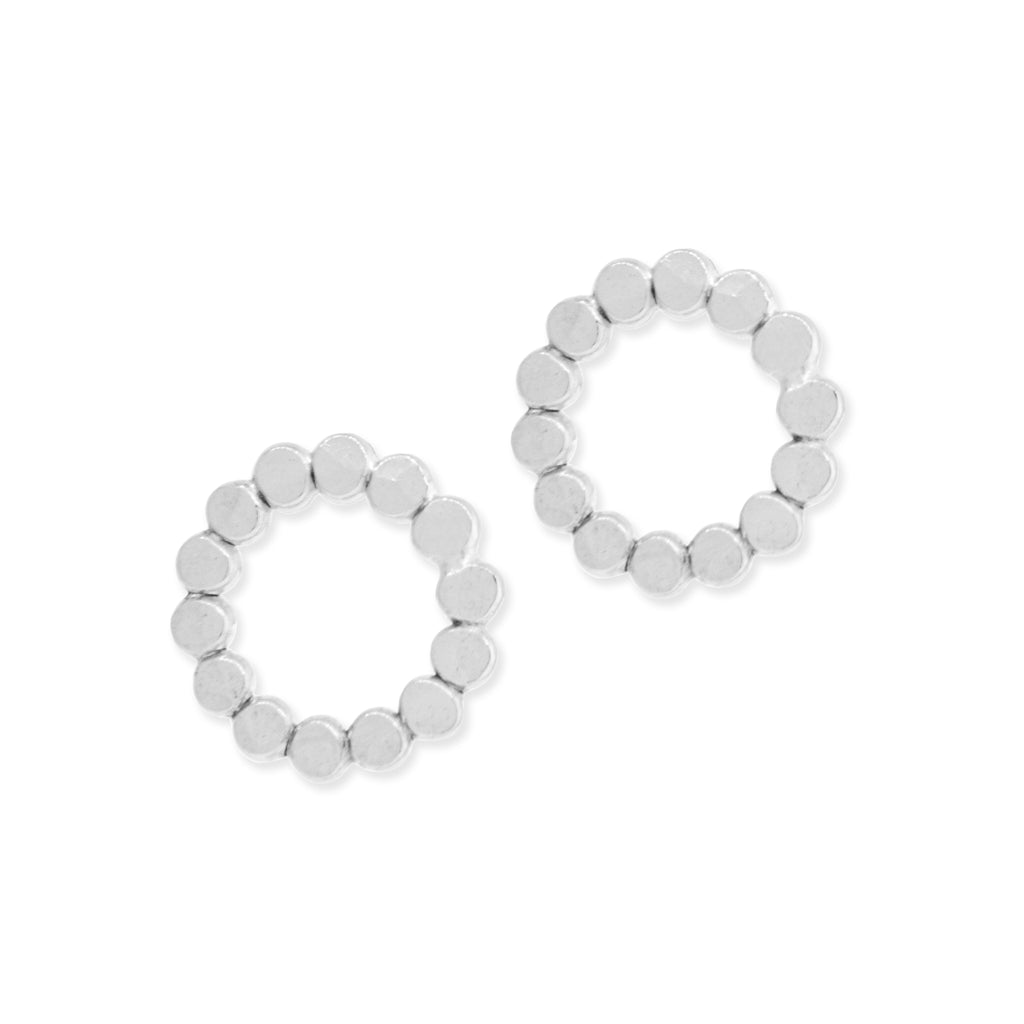 Large Circle Dot Silver Earrings