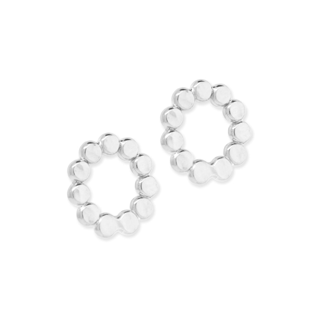 Small Circle Dot Silver Earrings