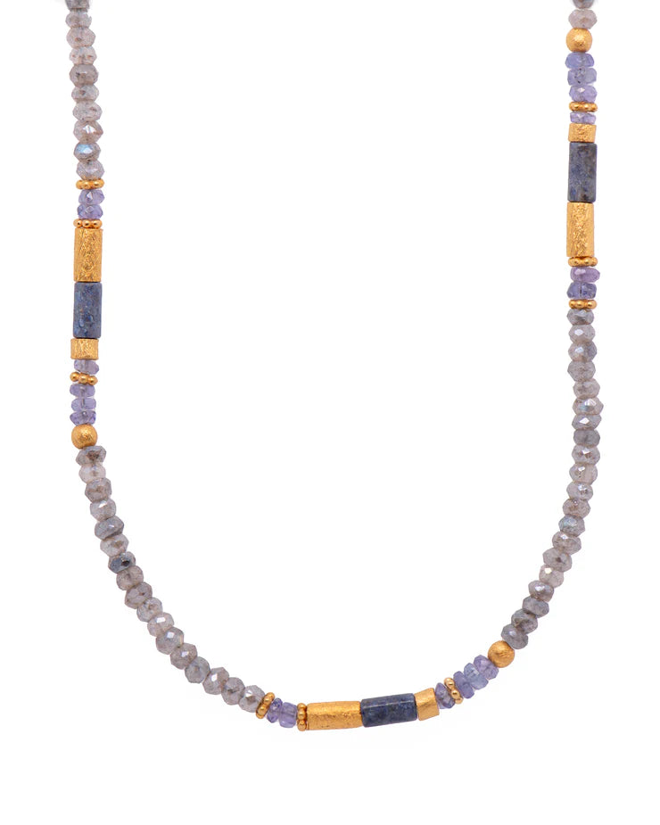 Labradorite and Tanzanite Beaded Necklace