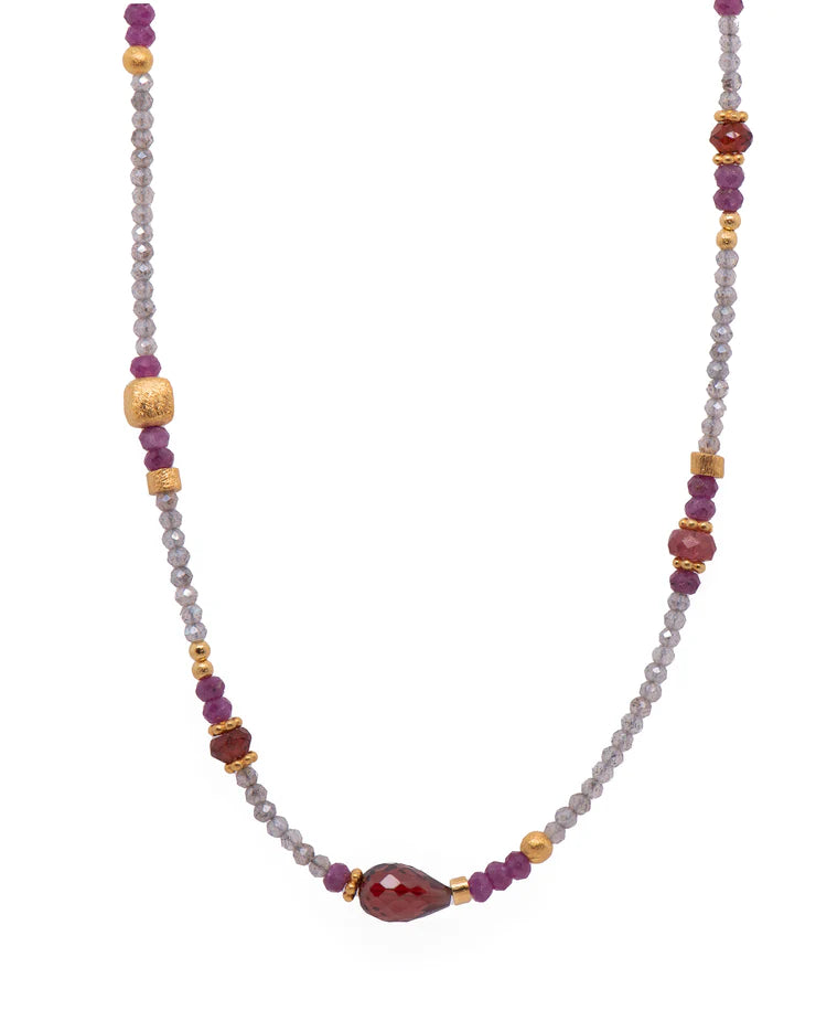 Garnet and Labradorite Beaded Necklace