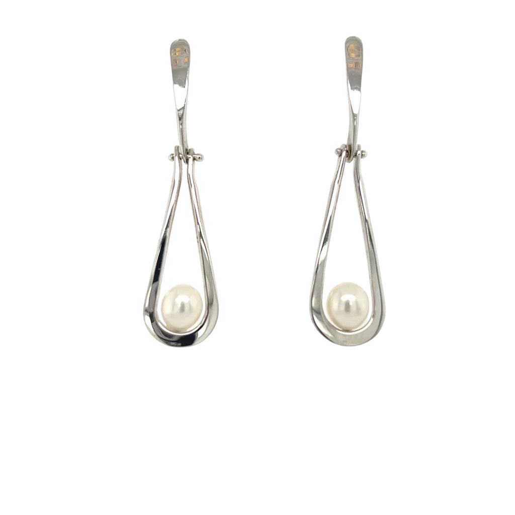 Swinging Pearl Teardrop Earrings