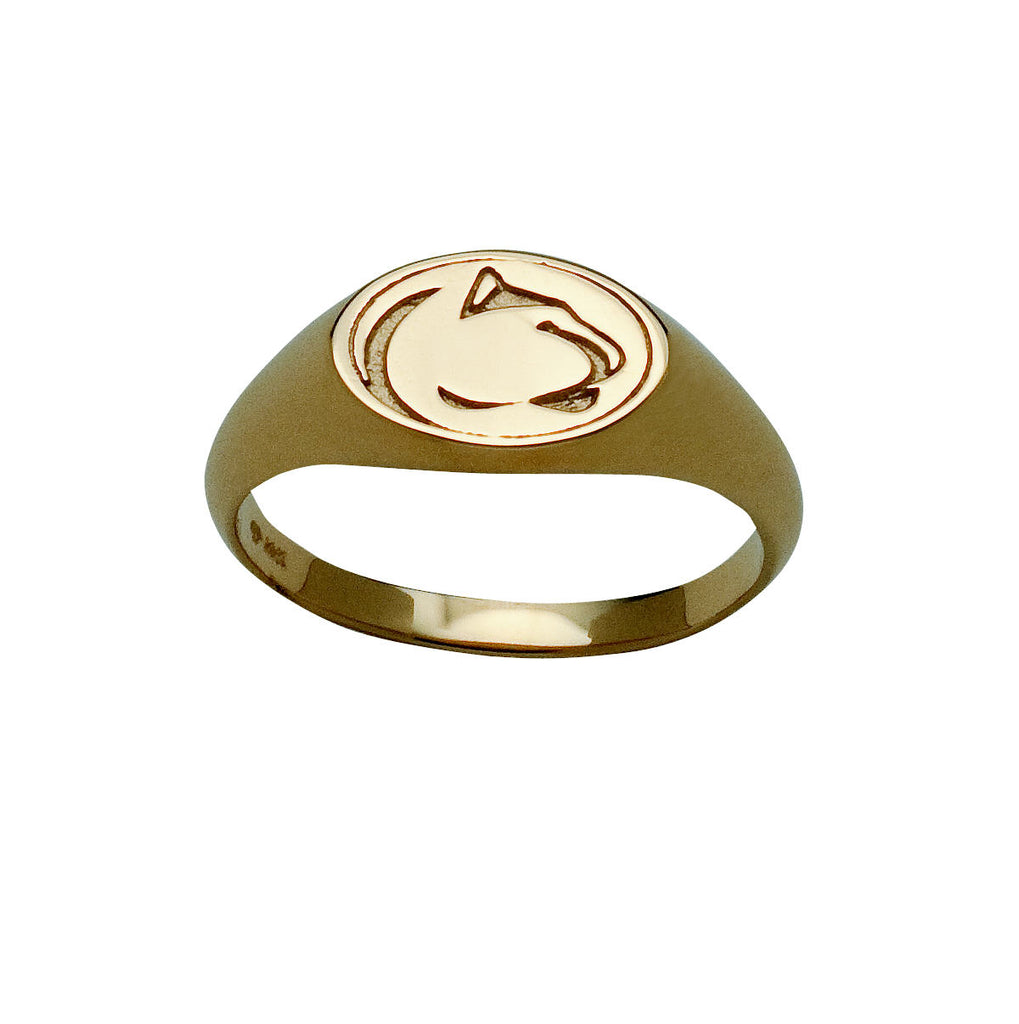 Small Gold Lion Logo Signet Ring