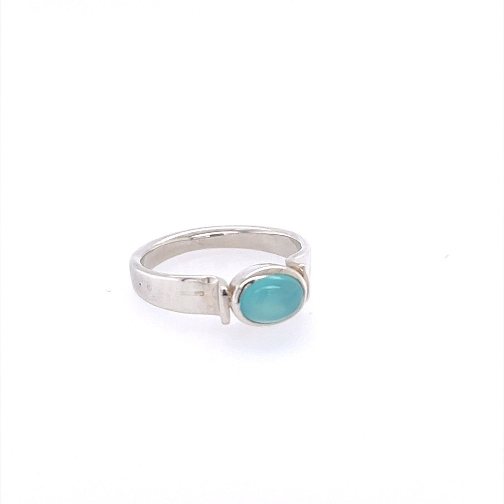East-West Cabochon Chalcedony Ring