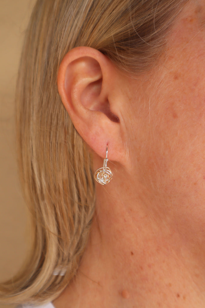 Small Silver Tangled Web Earrings