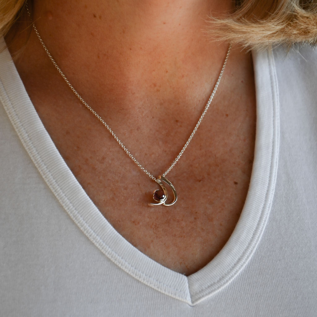 Rhodolite Garnet Crescent Necklace