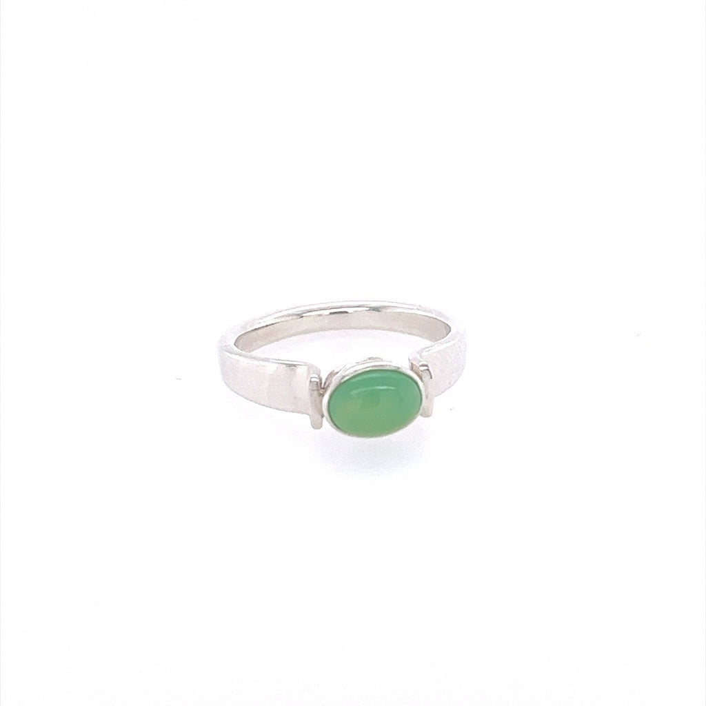 East-West Cabochon Chrysoprase Ring