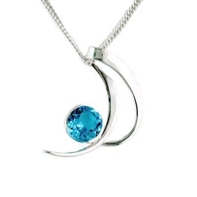 Blue Topaz Crescent Necklace