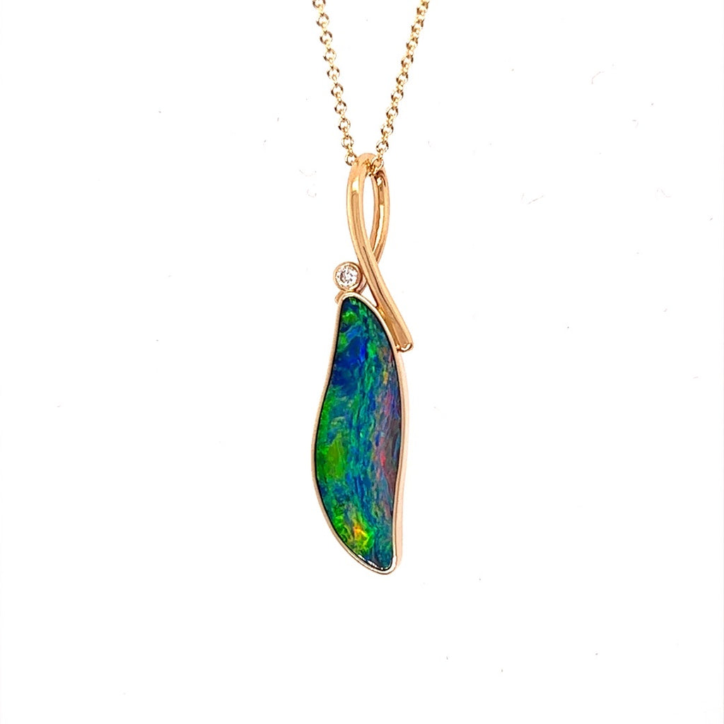 Opal Doublet & Diamond Necklace