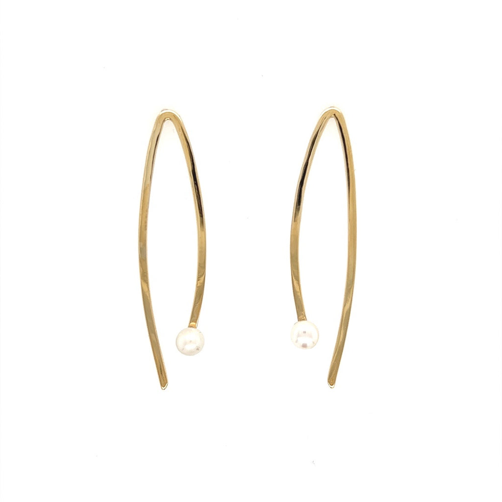 Open Ellipse Earrings with Pearl