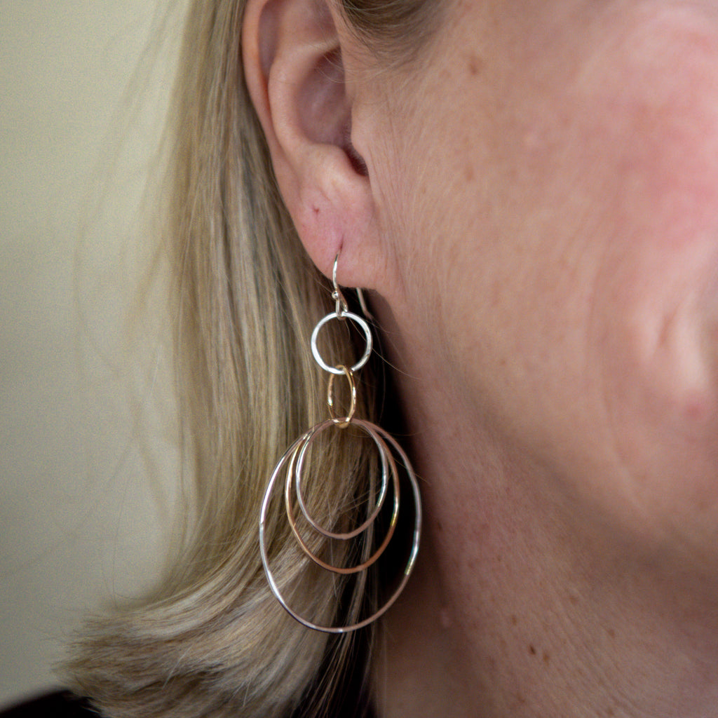 Triple Circles Dangle Earrings