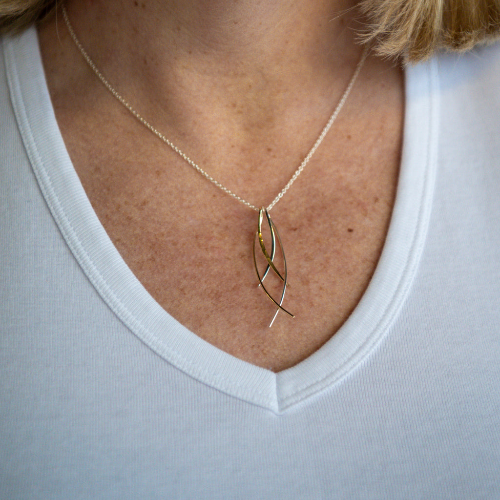 Two Tone "Fish" Necklace