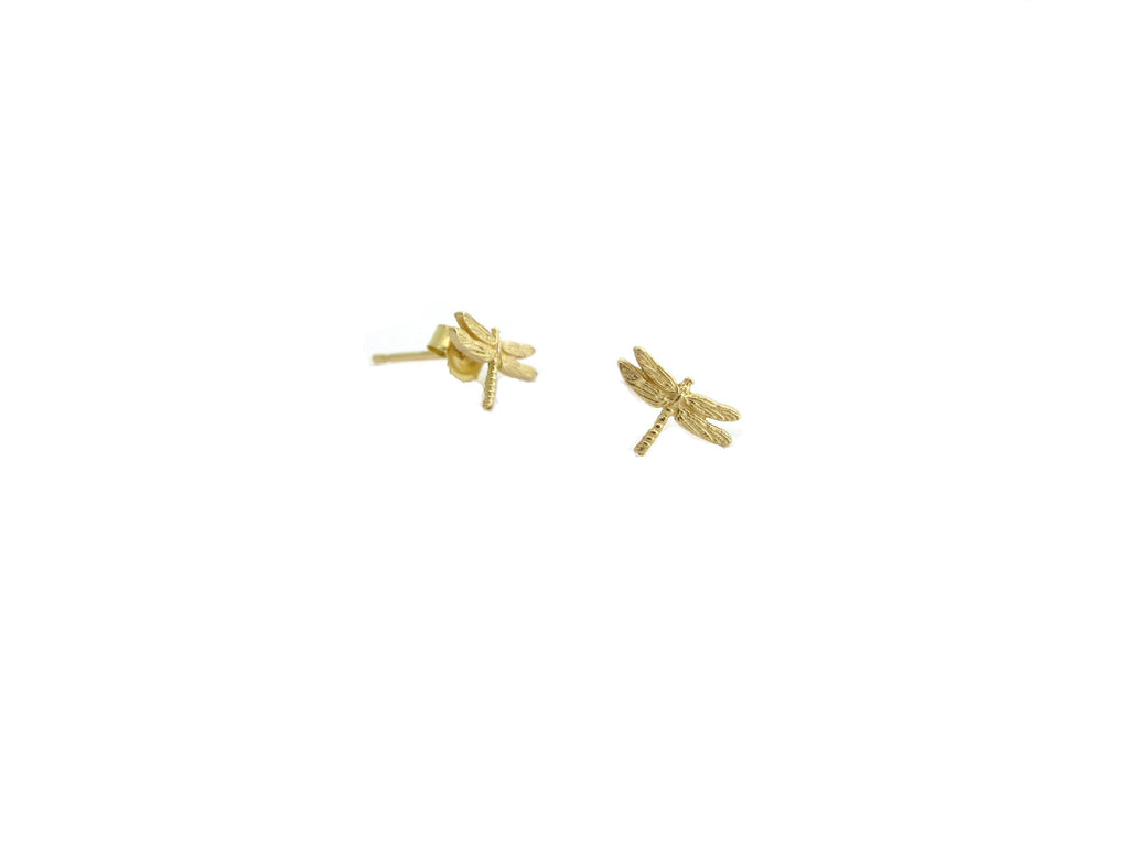 Tiny Dragonfly "Dream" Earrings-Gold