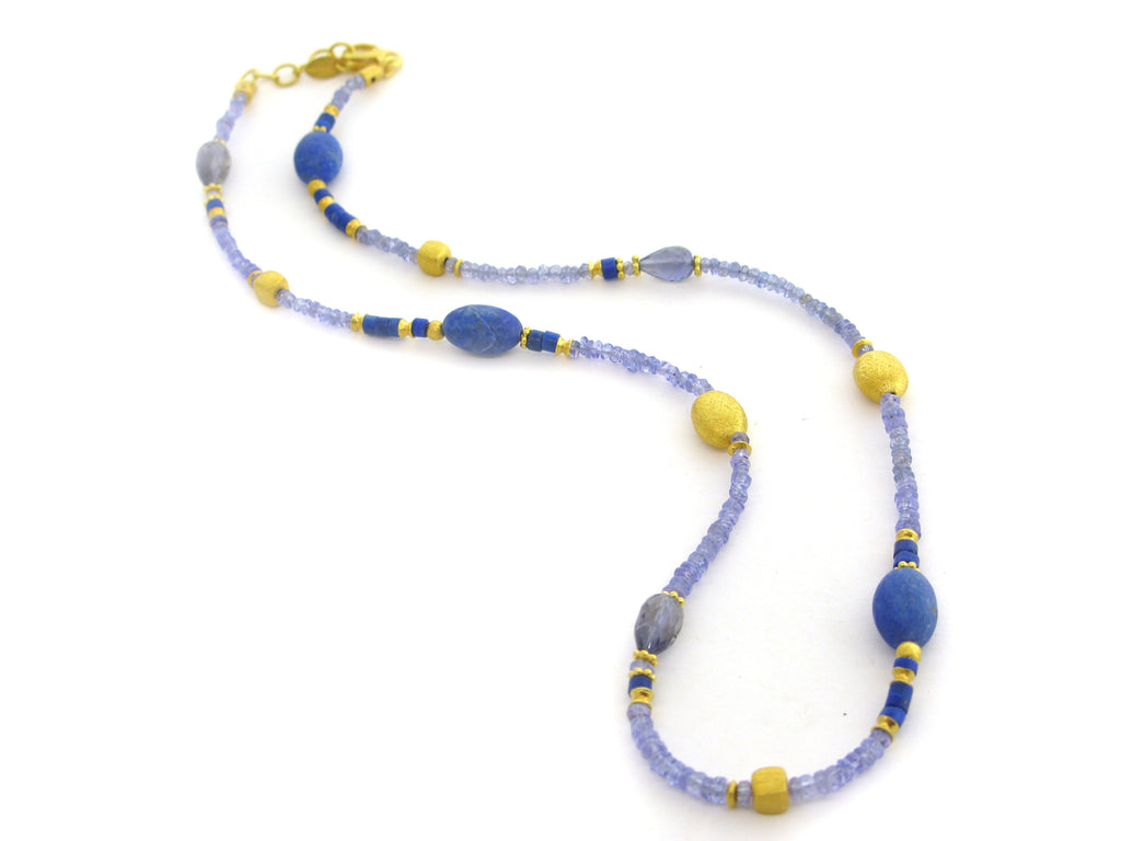 Lapis and Tanzanite Beaded Necklace