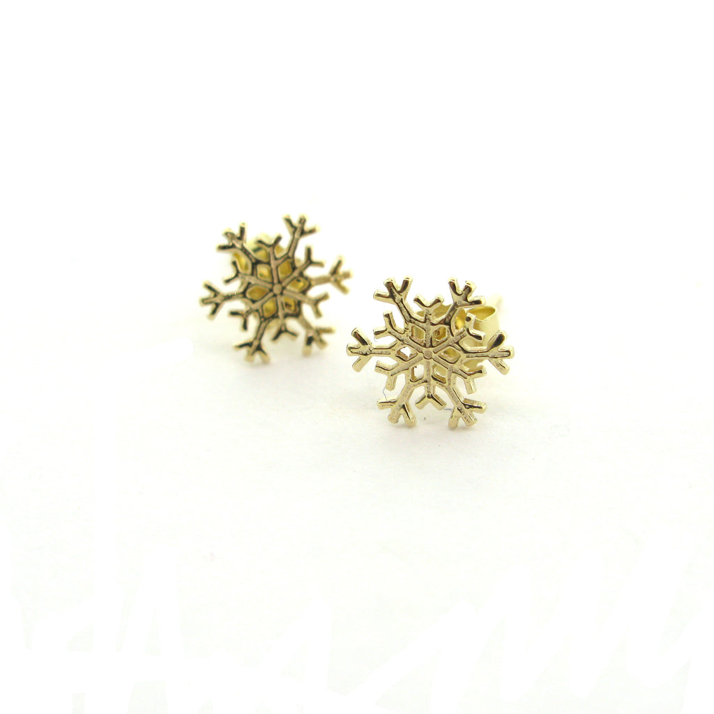 Gold Petite “Dream” Snowflake Studs