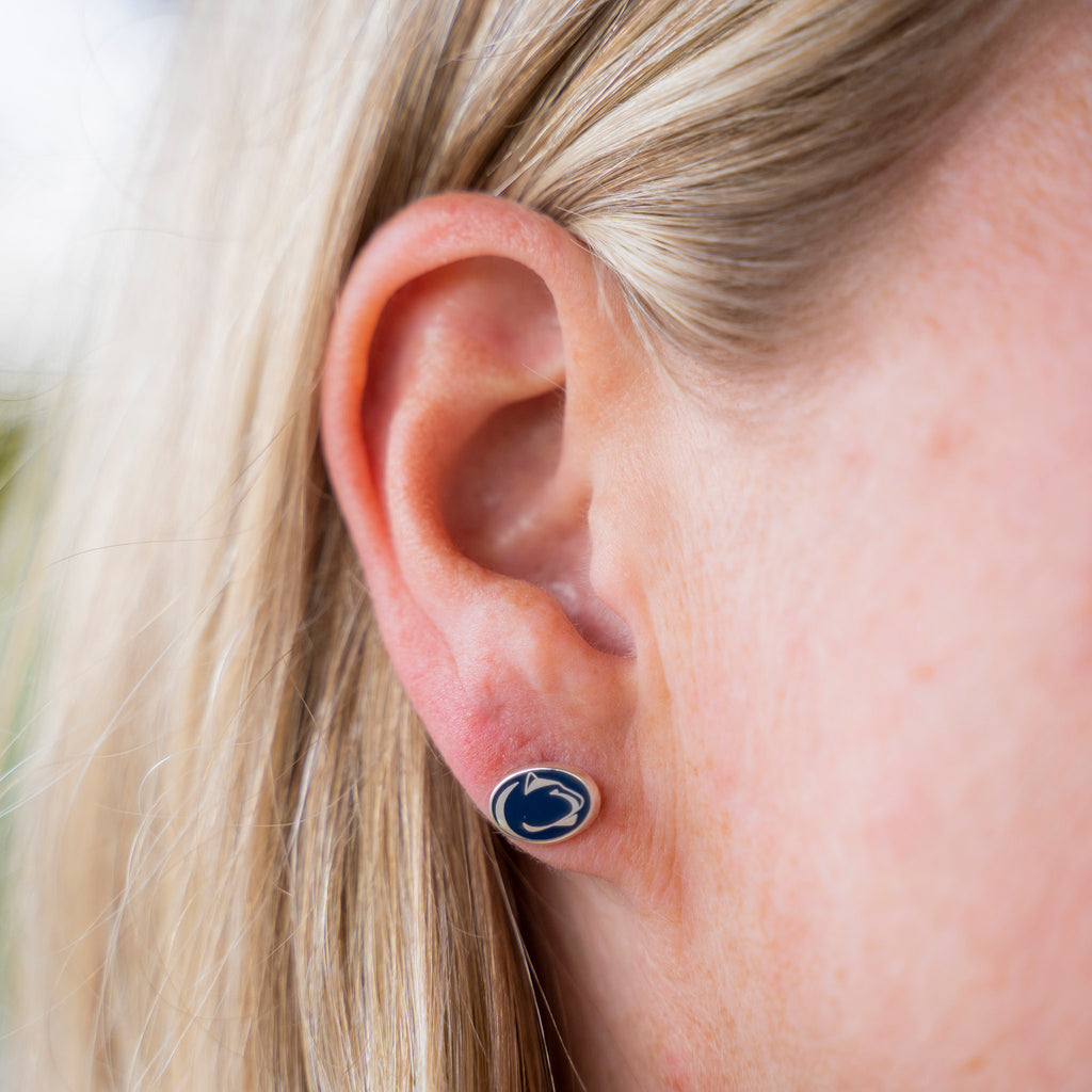 Blue Lion Logo Earrings