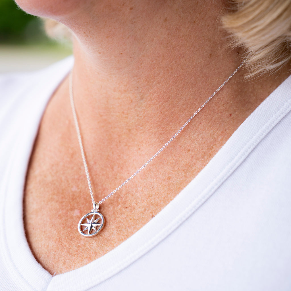 Silver Compass Rose Necklace