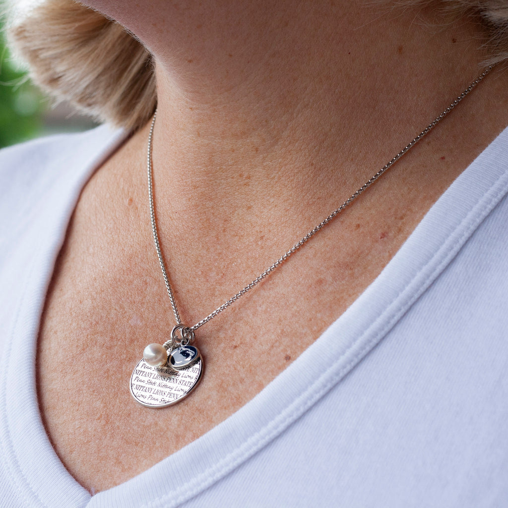 PSU Disk, Pearl & Logo Layered Necklace