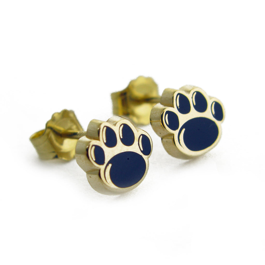 Tiny Official Paw Print Stud Earrings-Gold
