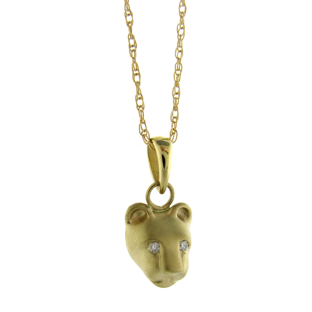 Bill Wallace Lion Head Necklace - Gold and Diamond