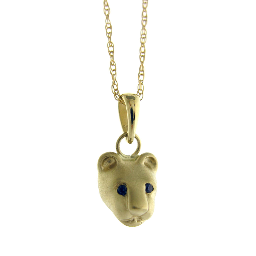 Bill Wallace Lion Head Necklace - Gold and Sapphire