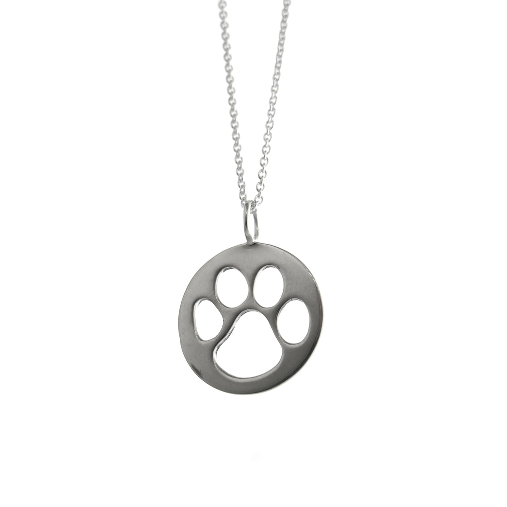 Cutout Round Paw Print Necklace