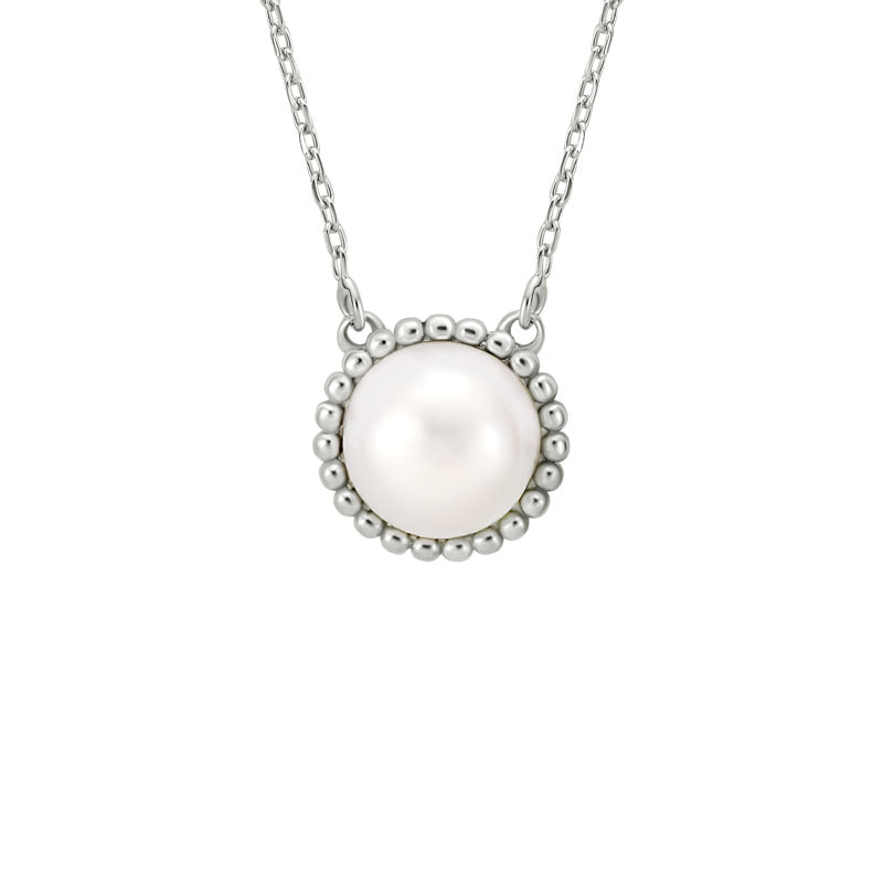 Beaded Button Pearl Necklace