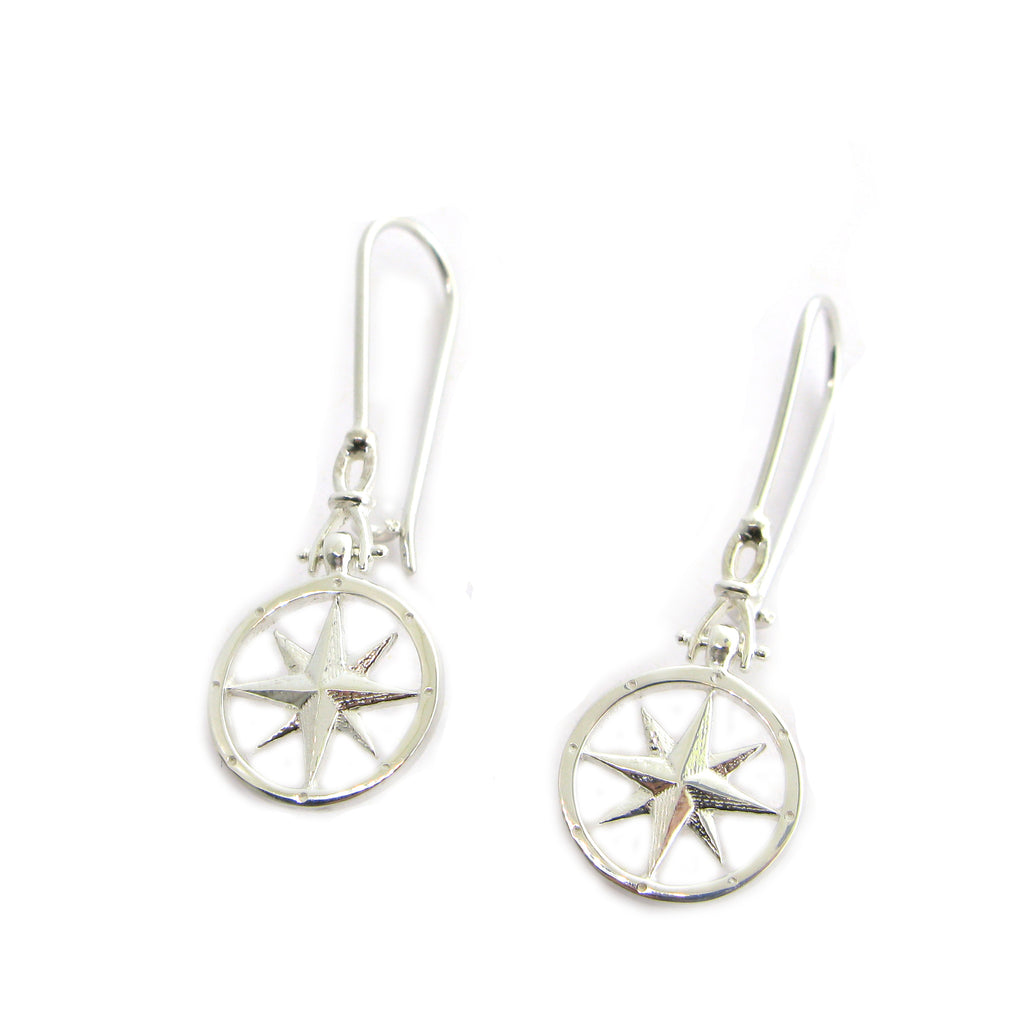 Tiny Compass Dangle Earrings