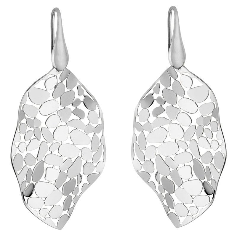 Mosaic Leaf Dangle Earrings-Silver